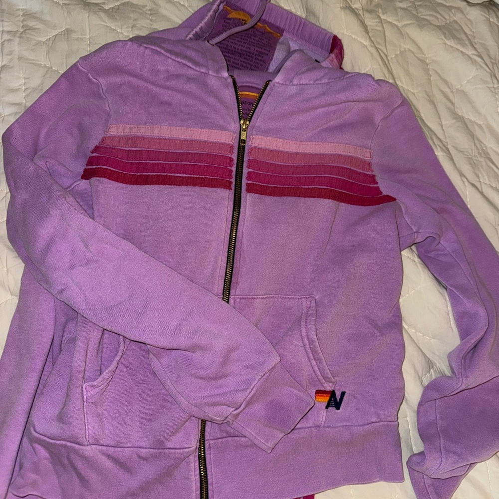 Aviator Nation 5 stripe sweatpants and zip hoodie size small women’s set